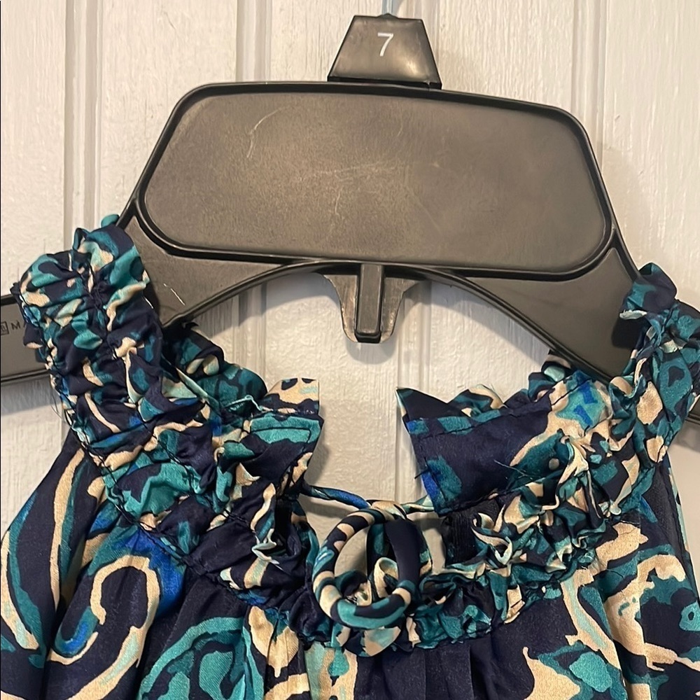 Nicole Miller Blue Paisley Floral Halter Midi Sundress | LARGE NWT - Picture 9 of 16